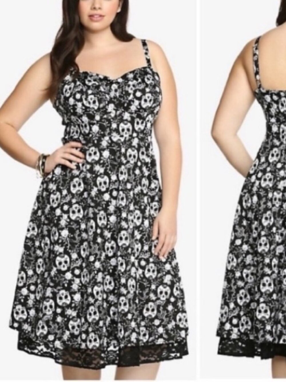 Sz.14*Torrid*Black/White Sugar Skull Dress--Pin-up, Rock-A-Billy-Style